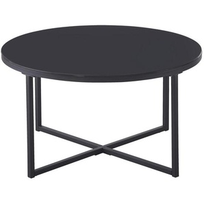 Carryhome Couchtisch, Schwarz, Metall, Glas, rund, eckig, 80x45x80 cm, einfacher Aufbau, Wohnzimmer, Wohnzimmertische, Couchtische, Glas-Couchtische