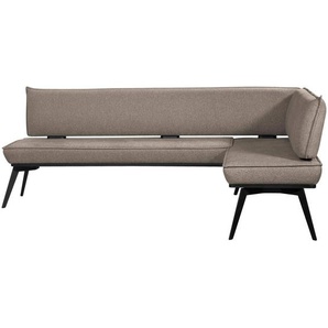 Carryhome Eckbank, Schwarz, Taupe, Holz, Metall, Textil, Buche, massiv, Ottomane rechts, Eckteil, 235x165 cm, Stoffauswahl, Esszimmer, Bänke, Eckbänke