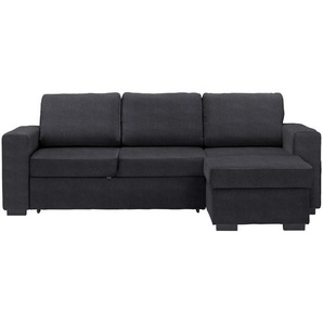 Carryhome Ecksofa, Anthrazit, Textil, Uni, 3-Sitzer, Ottomane rechts, seitenverkehrt montierbar, L-Form, 244x157 cm, Schlafen auf Sitzhöhe, Rücken echt, Wohnzimmer, Sofas & Couches, Wohnlandschaften, Ecksofas