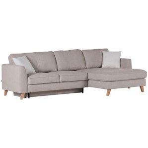 Carryhome Ecksofa, Beige, Textil, Buche, massiv, 3-Sitzer, links montierbar, rechts montierbar, 271x165 cm, Stoffauswahl, Wohnzimmer, Sofas & Couches, Wohnlandschaften, Ecksofas mit Schlaffunktion