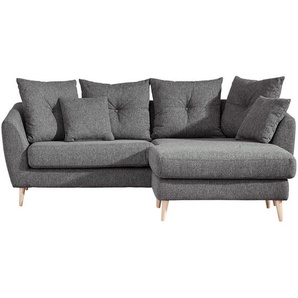 Carryhome Ecksofa, Dunkelgrau, Textil, Buche, massiv, 3-Sitzer, Füllung: Polyester, L-Form, links montierbar, rechts montierbar, 210x156 cm, Fußauswahl, Stoffauswahl, Rücken echt, Wohnzimmer, Sofas & Couches, Wohnlandschaften, Ecksofas