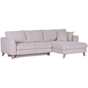 Carryhome Ecksofa, Natur, Textil, Buche, massiv, 3-Sitzer, links montierbar, rechts montierbar, 271x165 cm, Stoffauswahl, Schlafen auf Sitzhöhe, Wohnzimmer, Sofas & Couches, Wohnlandschaften, Ecksofas mit Schlaffunktion