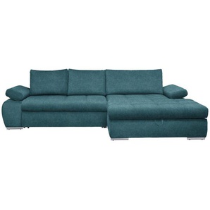 Carryhome Ecksofa, Petrol, Textil, Uni, 4-Sitzer, Füllung: Schaumstoff, Ottomane rechts, L-Form, 294x173 cm, Stoffauswahl, seitenverkehrt erhältlich, Schlafen auf Sitzhöhe, Rücken echt, Wohnzimmer, Sofas & Couches, Wohnlandschaften, Ecksofas