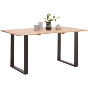 Carryhome Esstisch, Schwarz, Akazie, Holz, Metall, Akazie, massiv, rechteckig, Kufe, 90x76x160 cm, Esszimmer, Tische, Esstische