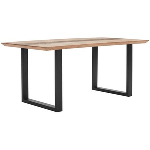 Carryhome Esstisch, Schwarz, Akazie, Holz, Metall, Stein, Akazie, Hartholz, Holz, rechteckig, U-Form, 90x77x180 cm, Esszimmer, Tische, Esstische