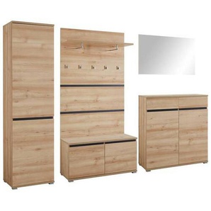 Carryhome Garderobe, Anthrazit, Buche, Holzwerkstoff, 5-teilig, 276x200x40 cm, Garderobe, Garderoben-Sets