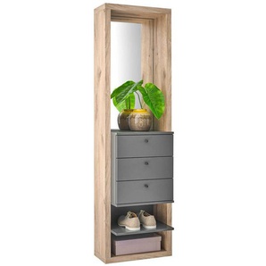 Carryhome Garderobe, Anthrazit, Eiche, Glas, Holzwerkstoff, 2-teilig, 3 Schubladen, 51x178x35 cm, hängend, Garderobe, Garderoben-Sets & Serien