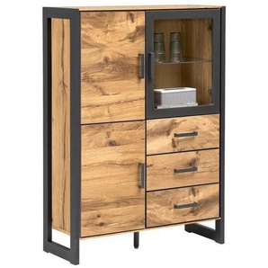 Carryhome Kommode, Graphit, Alteiche, Metall, Eiche, furniert, 3 Fächer, 3 Schubladen, 98x141x40 cm, Typenauswahl, Beimöbel erhältlich, Wohnzimmer, Kommoden & Sideboards, Kommoden