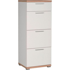 Carryhome Kommode, Weiß, Eiche, Metall, 4 Schubladen, 48x120x40 cm, Typenauswahl, in verschiedenen Holzdekoren erhältlich, Wohnzimmer, Kommoden & Sideboards, Kommoden