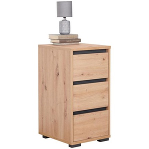 Carryhome Nachtschrank, Anthrazit, Eiche Artisan, Holzwerkstoff, 3 Schubladen, 40x79x48 cm, Schlafzimmer, Nachttische