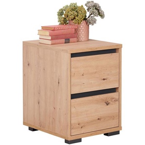 Carryhome Nachtschrank, Anthrazit, Eiche Artisan, Holzwerkstoff, 2 Schubladen, 40x55x48 cm, Schlafzimmer, Nachttische