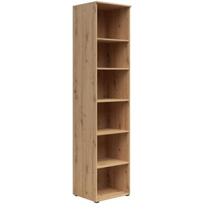 Carryhome Regal, Eiche Artisan, Holzwerkstoff, 5 Fächer, 45x195x40 cm, FSC Mix, Typenauswahl, Beimöbel erhältlich, stehend, Arbeitszimmer, Büroregale, Bücherregale