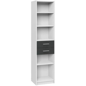 Carryhome Regal, Graphit, Weiß, Holzwerkstoff, 4 Fächer, 2 Schubladen, 48x197x40 cm, Made in Germany, Typenauswahl, Beimöbel erhältlich, stehend, Arbeitszimmer, Büroregale, Bücherregale