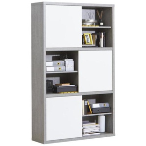 Carryhome Regal, Grau, Weiß Hochglanz, Holzwerkstoff, 6 Fächer, 120x195x35.6 cm, ISO 9001, Fsc, Typenauswahl, Wohnzimmer, Regale, Bücherregale