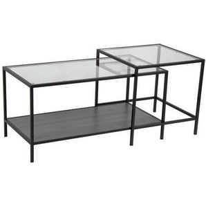 Carryhome Satztisch, Schwarz, Metall, Glas, Holzwerkstoff, 2-teilig, eckig, 50x45x90 cm, Wohnzimmer, Wohnzimmertische, Satztische