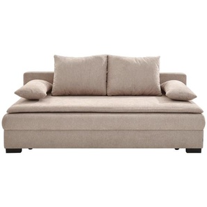 Carryhome Schlafsofa, Beige, Textil, Uni, 3-Sitzer, Füllung: Schaumstoff, 207x74-94x90 cm, Stoffauswahl, Schlafen auf Sitzhöhe, Rücken echt, Kinder- & Jugendzimmer, Jugendmöbel, Jugendsofas