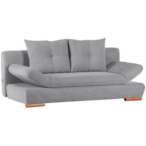 Carryhome Schlafsofa, Grau, Textil, Buche, massiv, 2-Sitzer, Füllung: Schaumstoff, 200x75x92 cm, Stoffauswahl, Liegefunktion, Schlafen auf Sitzhöhe, Rücken echt, Kinder- & Jugendzimmer, Jugendmöbel, Jugendsofas