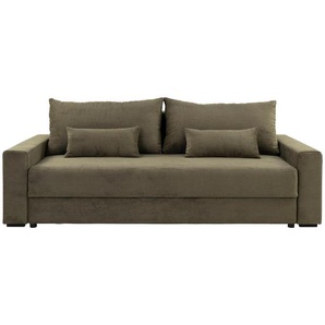 Carryhome Schlafsofa, Olivgrün, Textil, 2-Sitzer, Füllung: Schaumstoff, Silikon,Schaumstoff, Silikon, 233x92x108 cm, Liegefunktion, Rücken echt, haustierfreundlicher Bezug, Wohnzimmer, Sofas & Couches, Schlafsofas, Schlafsofas mit Bettkasten