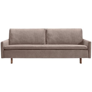 Carryhome Schlafsofa, Schlamm, Textil, Eiche, massiv, 3-Sitzer, Füllung: Polyester, 220x85x98 cm, Made in Germany, Typenauswahl, Bettkasten erhältlich, Fußauswahl, Stoffauswahl, Liegefunktion, Sitzqualitäten, Rücken echt, Kinder- & Jugendzimmer,