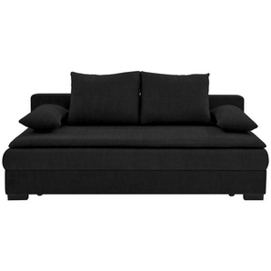 Carryhome Schlafsofa, Schwarz, Textil, Uni, 3-Sitzer, Füllung: Schaumstoff, 207x94x90 cm, Stoffauswahl, Liegefunktion, Rücken echt, Kinder- & Jugendzimmer, Jugendmöbel, Jugendsofas