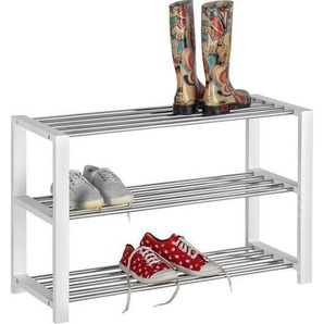 Carryhome Schuhregal, Weiß, Chrom, Metall, Holzwerkstoff, 80x50x30 cm, Typenauswahl, Garderobe, Schuhaufbewahrung, Schuhregale