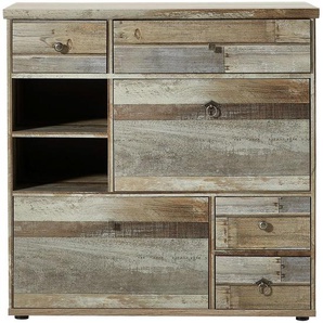 Carryhome Schuhschrank, Braun, Holzwerkstoff, 4 Fächer, 4 Schubladen, 99x98x40 cm, Garderobe, Schuhaufbewahrung, Schuhschränke