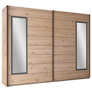 Carryhome Schwebetürenschrank, Eiche Artisan, Holzwerkstoff, 3 Fächer, 270x210x65 cm, Beimöbel erhältlich, Schlafzimmer, Kleiderschränke, Schwebetürenschränke