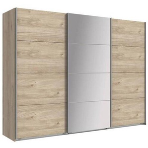 Carryhome Schwebetürenschrank, Weiß, Hellgrau, Holzwerkstoff, 2 Fächer, 270x210x65 cm, Made in Germany, umfangreiches Zubehör erhältlich, in verschiedenen Größen erhältlich, Schlafzimmer, Kleiderschränke, Schwebetürenschränke