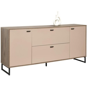 Carryhome Sideboard, Eiche, Hellgrau, Metall, 2 Fächer, 2 Schubladen, 184x85x44 cm, Typenauswahl, Beimöbel erhältlich, stehend, Schlafzimmer, Schlafzimmer Kommoden