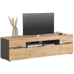 Carryhome Tv-Element, Graphit, Eiche Artisan, Holzwerkstoff, 2 Fächer, 1 Schubladen, 192x53x47 cm, Kabeldurchlass, Wohnzimmer, TV Möbel, TV-Elemente