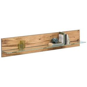 Carryhome Wandboard, Alteiche, Holz, Glas, Eiche, furniert, 168x36x25 cm, Wohnzimmer, Regale, Wandboards