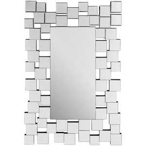 Carryhome Wandspiegel, Silber, Glas, Holzwerkstoff, rechteckig, 61x90x1.9 cm, senkrecht und waagrecht montierbar, Spiegel, Wandspiegel