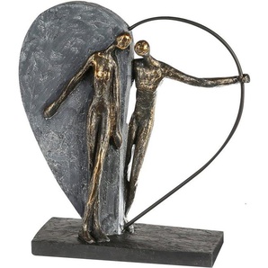 Casablanca by Gilde Dekofigur Skulptur Heartbeat, bronze/grau (1 St), Dekoobjekt, Höhe 31 cm, Herz Form, Wohnzimmer