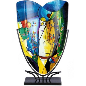 Casablanca by Gilde Tischvase Magic, Dekovase (1 St), Vase aus Glas, mit schwarzem Metallfuß