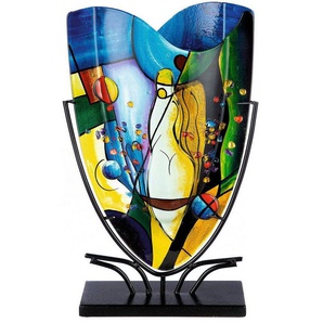 Casablanca by Gilde Tischvase Magic, Dekovase (1 St), Vase aus Glas, mit schwarzem Metallfuß