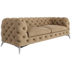 Chesterfield Sofa 3-Sitzer Bixby mit Silber Metall Füßen