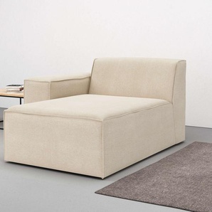 Chaiselongue RAUM.ID Norvid Sofas Gr. B/H/T: 123cm x 75cm x 153cm, Struktur weich, Taschenfederkern-Armlehne links, beige (natural) modular, wahlweise mit Kaltschaum, Komfortschaum oder Taschenfederkern