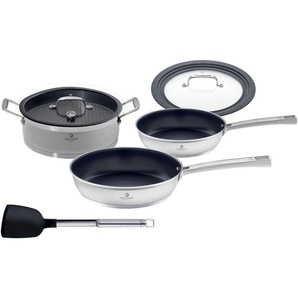 CHEF CUISINE International Pfannen-Set Chef Cuisine, Edelstahl 18/10 (Set, 5-tlg., 1 Dampfgarer, je 1 Bratpfanne 24/28 cm, 1 Universalglasdeckel 24-28 cm), Induktion