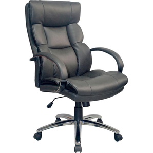 Chefsessel BYLIVING Paul-XXL Stühle Gr. Kunstleder, Kunststoff, silberfarben (schwarz, silber, schwarz, silber) Chefsessel Belastbarkeit bis 150 kg, komfortabel, mit Wippmechanik