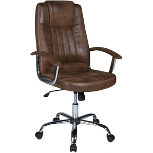 Chefsessel DUO COLLECTION Bill, braun (braun, silberfarben, chrom), B:60cm H:106cm T:60cm, Stühle, Vintage Look, bis 100kg