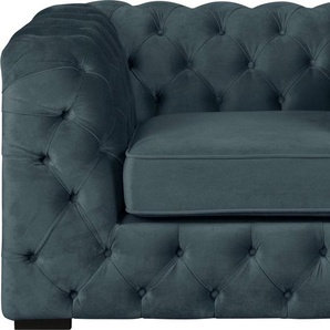 Chesterfield-Sessel GUIDO MARIA KRETSCHMER HOME&LIVING Kalina Sessel Sessel Gr. Samtvelours, B/H/T: 110 cm x 67 cm x 98 cm, blau (tinte) Chesterfield Sessel mit klassischer Chesterfield-Knopfheftung, sehr hochwertige Qualität