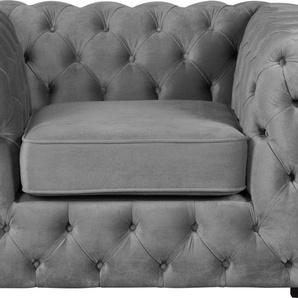 Chesterfield-Sessel GUIDO MARIA KRETSCHMER HOME&LIVING Kalina Sessel Sessel Gr. Samtvelours, B/H/T: 110 cm x 67 cm x 98 cm, grau Chesterfield Sessel mit klassischer Chesterfield-Knopfheftung, sehr hochwertige Qualität