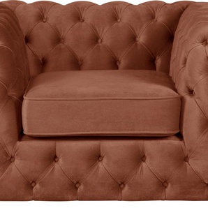 Chesterfield-Sessel GUIDO MARIA KRETSCHMER HOME&LIVING Kalina Sessel Sessel Gr. Samtvelours, B/H/T: 110 cm x 67 cm x 98 cm, orange (terra) Chesterfield Sessel mit klassischer Chesterfield-Knopfheftung, sehr hochwertige Qualität