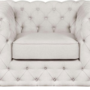 Chesterfield-Sessel GUIDO MARIA KRETSCHMER HOME & LIVING Kalina Sessel Sessel Gr. Struktur, B/H/T: 110cm x 67cm x 98cm, beige (creme) mit klassischer Chesterfield-Knopfheftung, sehr hochwertige Qualität