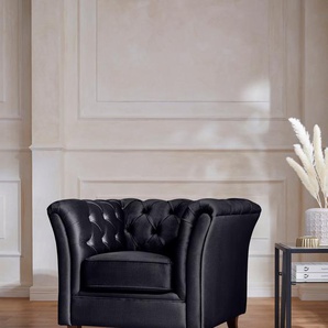 Chesterfield-Sessel HOME AFFAIRE Reims Cocktailsessel, Sessel Sessel Gr. Samtoptik, B/H/T: 98 cm x 76 cm x 88 cm, grau (anthrazit) Chesterfield Sessel mit echter Chesterfield-Knopfheftung, hochwertige Verarbeitung