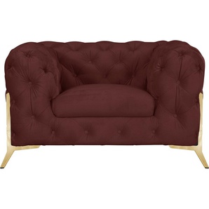 Chesterfield-Sessel LEONIQUE Amaury Sessel Sessel Gr. Samtoptik, Füße goldfarben, B/H/T: 125 cm x 75 cm x 97 cm, rosa (rose) Chesterfield Sessel aufwändige Knopfheftung, moderne Optik, Fußfarbe wählbar