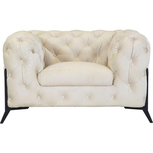 Chesterfield-Sessel LEONIQUE Amaury Sessel Sessel Gr. Samtoptik, Füße schwarz, B/H/T: 125 cm x 75 cm x 97 cm, beige Chesterfield Sessel aufwändige Knopfheftung, moderne Optik, Fußfarbe wählbar