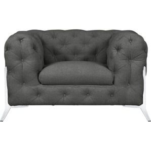 Chesterfield-Sessel LEONIQUE Amaury Sessel Sessel Gr. Struktur, Füße chromfarben, B/H/T: 125 cm x 75 cm x 97 cm, grau Chesterfield Sessel aufwändige Knopfheftung, moderne Optik, Fußfarbe wählbar