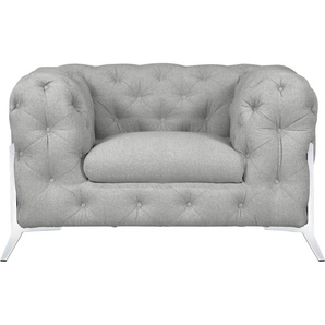 Chesterfield-Sessel LEONIQUE Amaury Sessel Sessel Gr. Struktur, Füße chromfarben, B/H/T: 125cm x 75cm x 97cm, silberfarben (silber) aufwändige Knopfheftung, moderne Chesterfield Optik, Fußfarbe wählbar