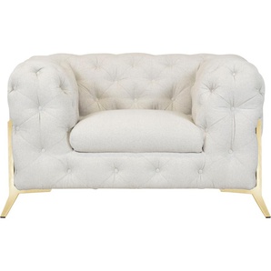 Chesterfield-Sessel LEONIQUE Amaury Sessel Sessel Gr. Struktur, Füße goldfarben, B/H/T: 125 cm x 75 cm x 97 cm, beige Chesterfield Sessel aufwändige Knopfheftung, moderne Optik, Fußfarbe wählbar